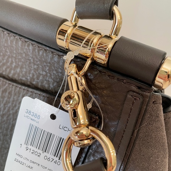 Coach Drifter Top Handle Leather Suede Chestnut Gray 38388 Shoulder Bag - Picture 9 of 16